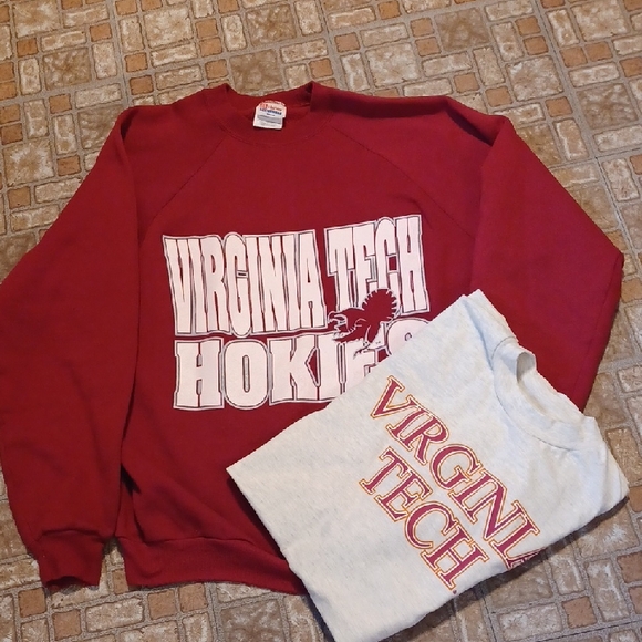 Maroon and White Virginia Tech Sweatshirt & Tte Shirt Xlarge - Picture 1 of 5